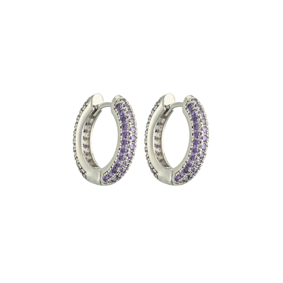 Classic diamond hoops purple