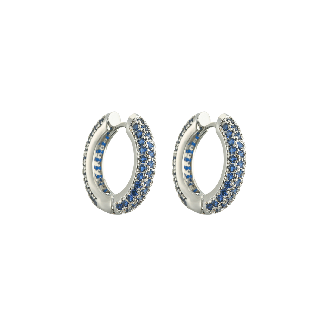 Classic diamond hoops blue