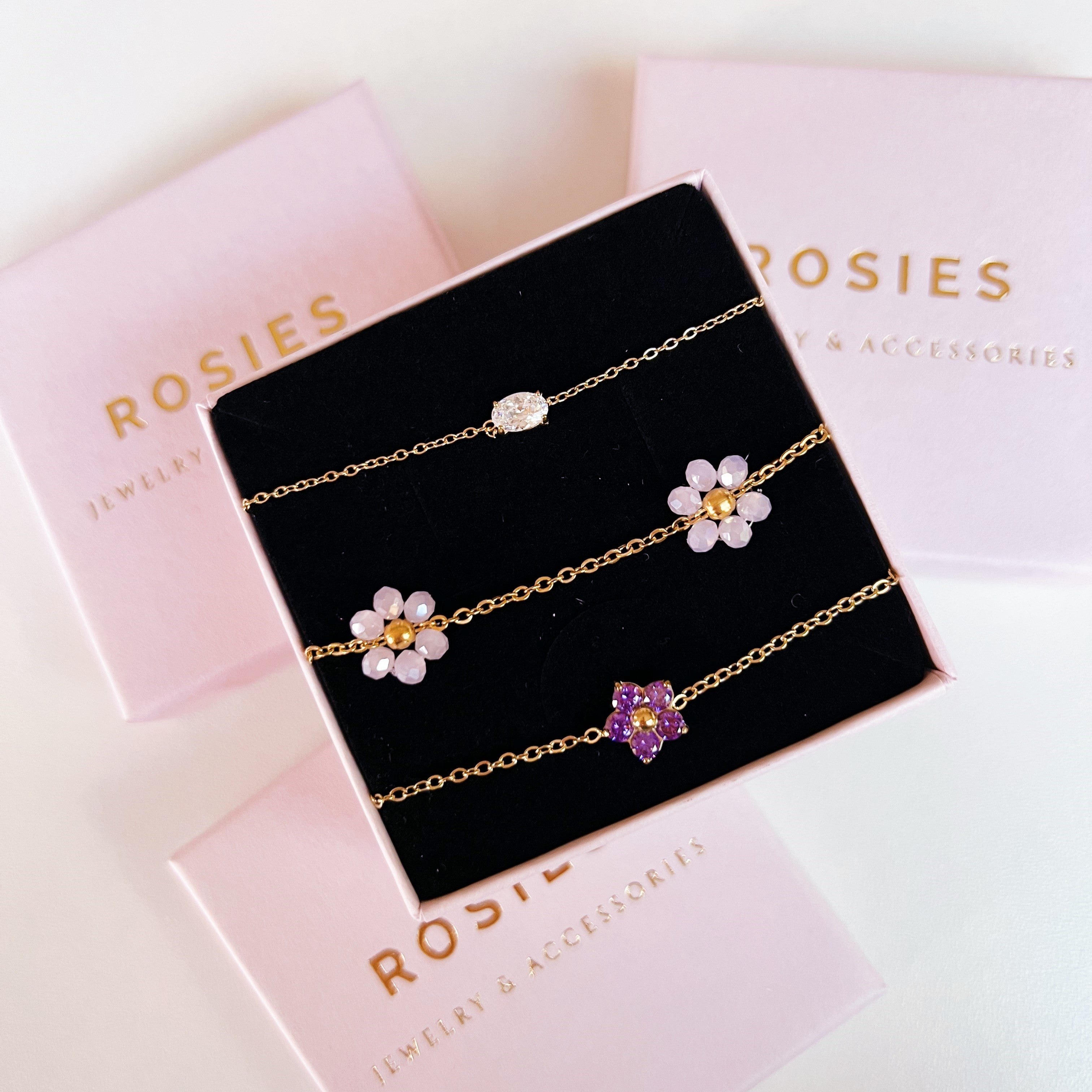 Armband fleurie pastel roze