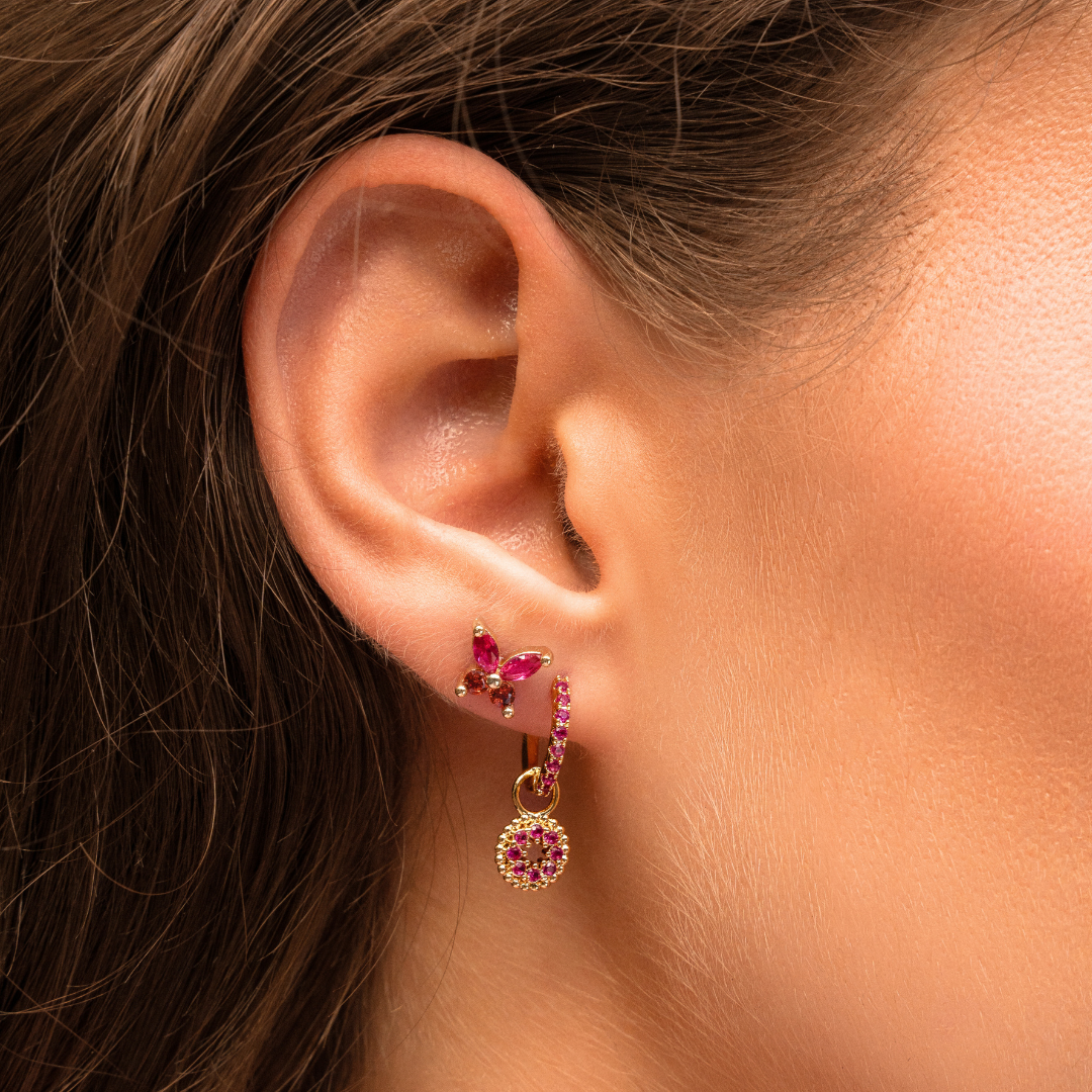 Butterfly allure studs pink-orange