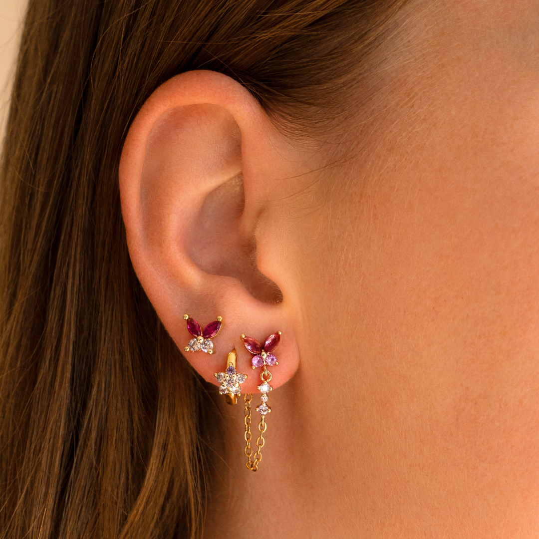 Butterfly allure studs pink-purple