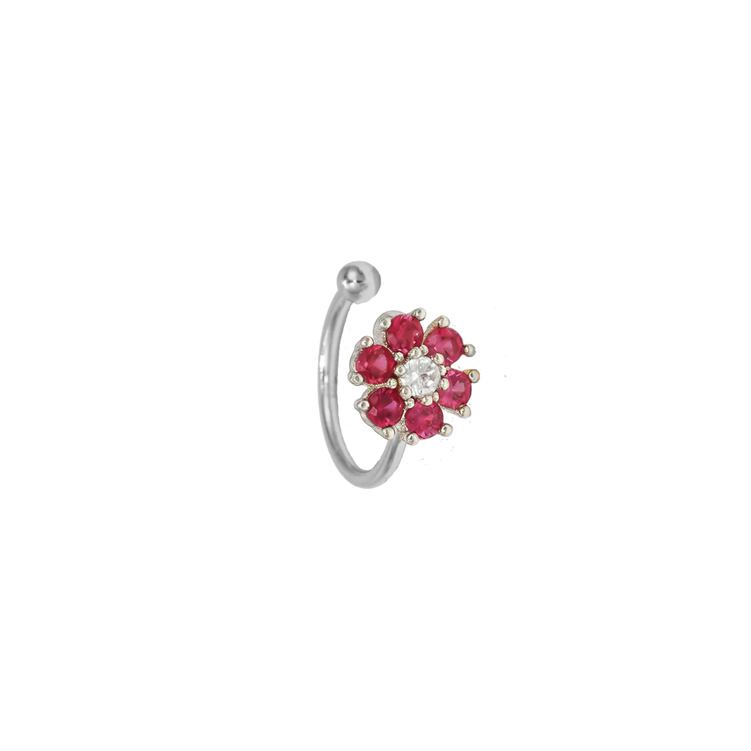 Earcuff diamond flower pink