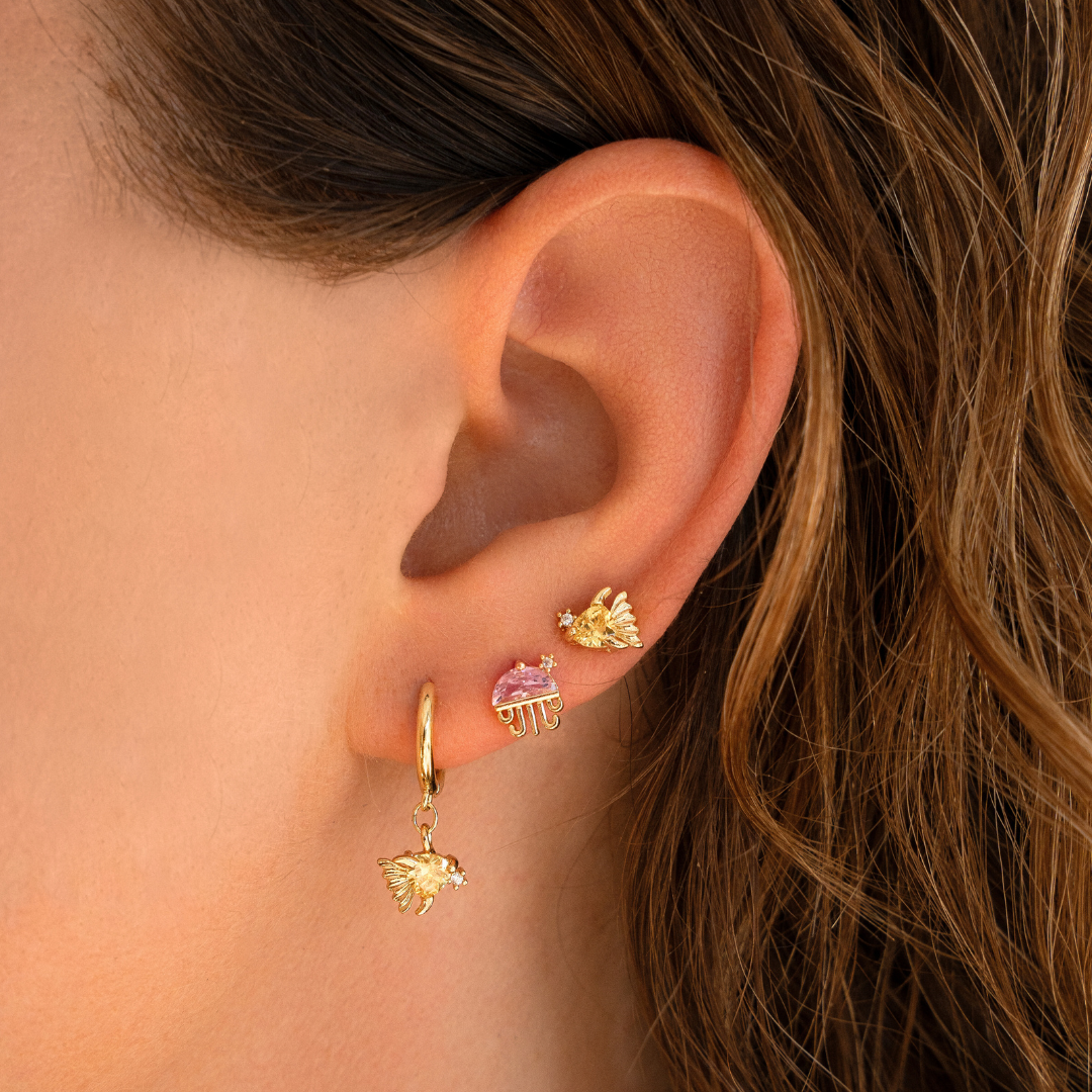 Pink jellyfish studs