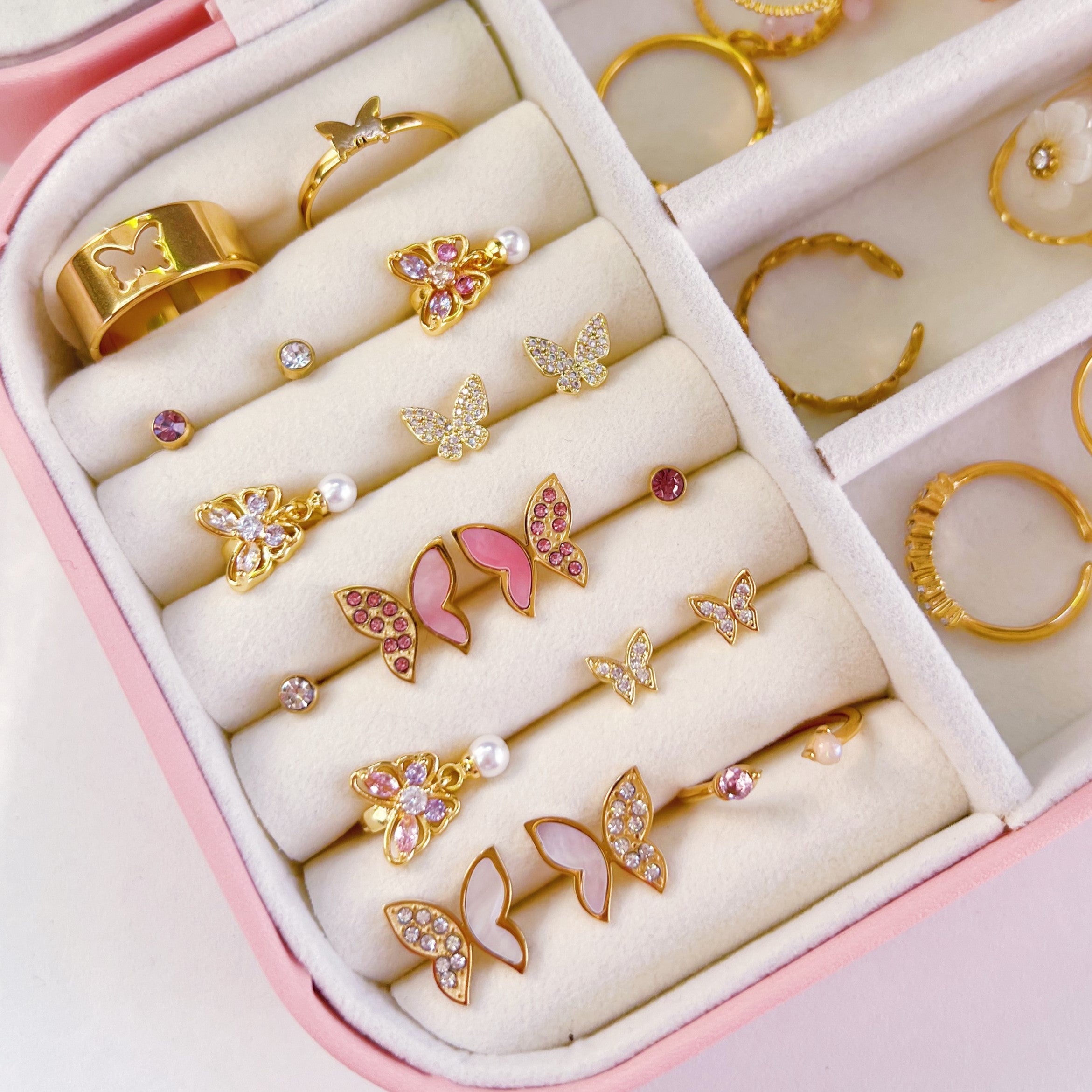 Crystal butterfly studs