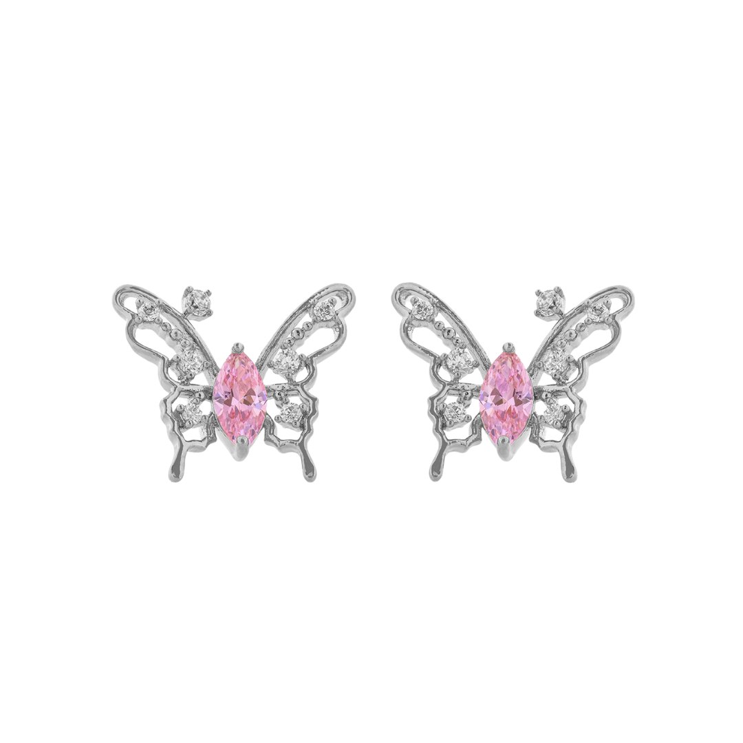 Diamond butterfly studs