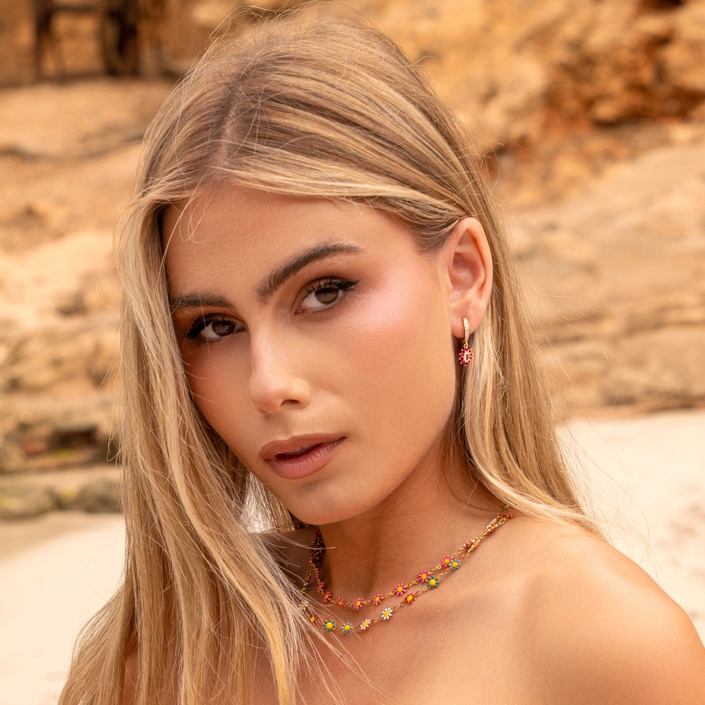 Oorbellen maria roze