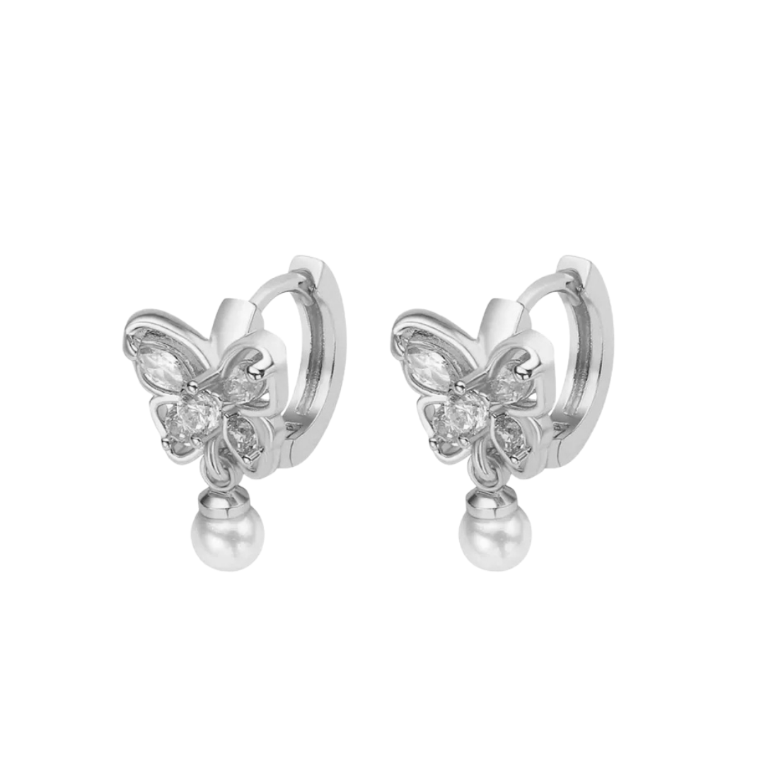 Pearl butterfly hoops white