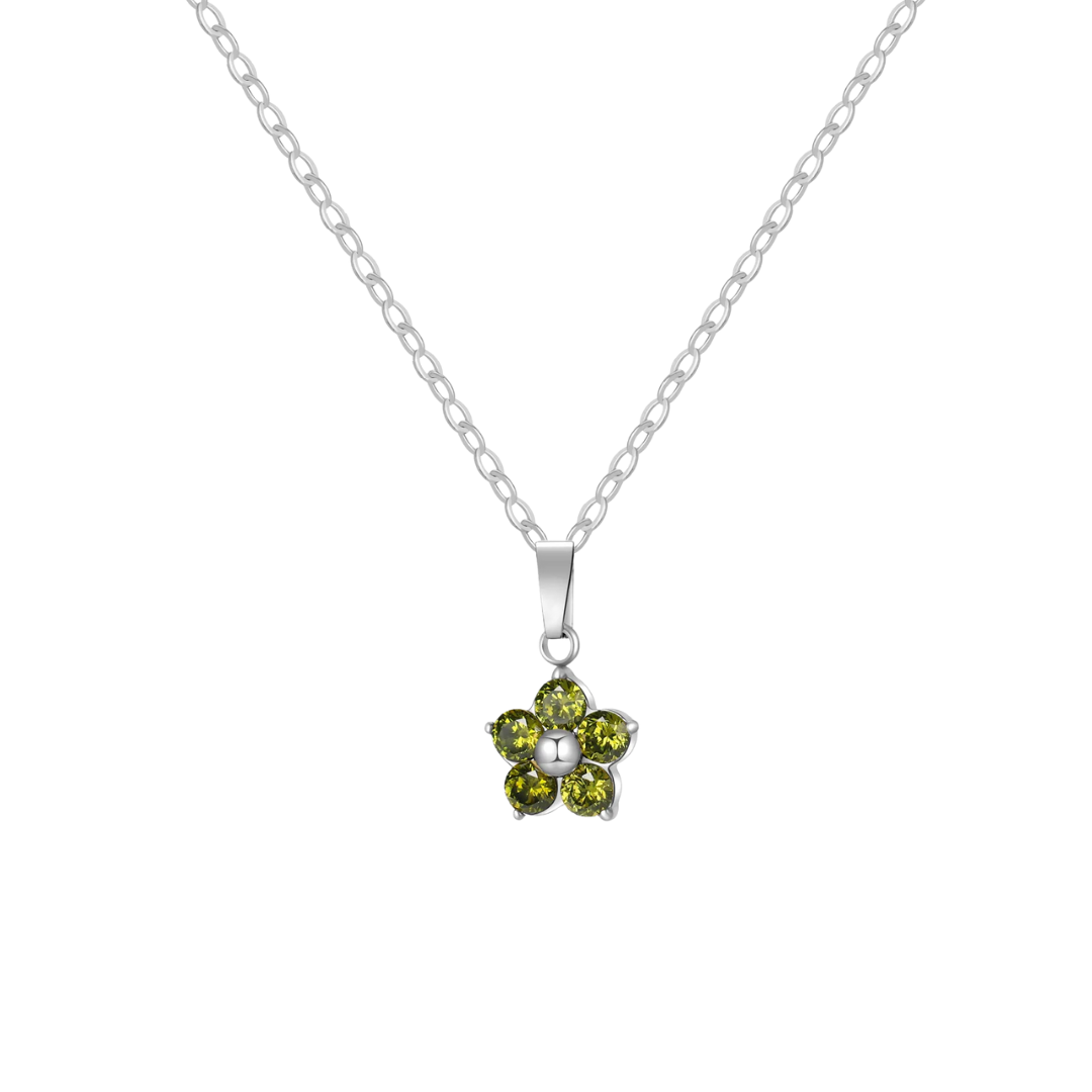 Ketting crystal flower olijfgroen