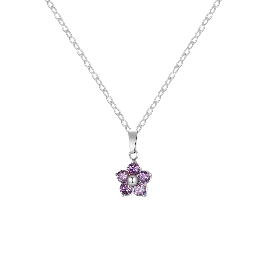 Necklace crystal flower purple