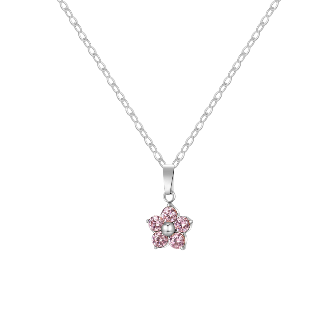 Necklace crystal flower pink
