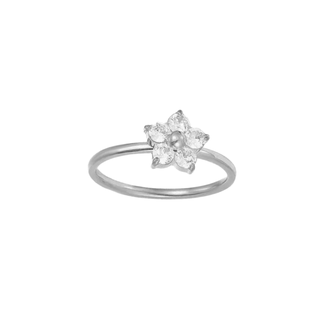 Ring crystal flower white