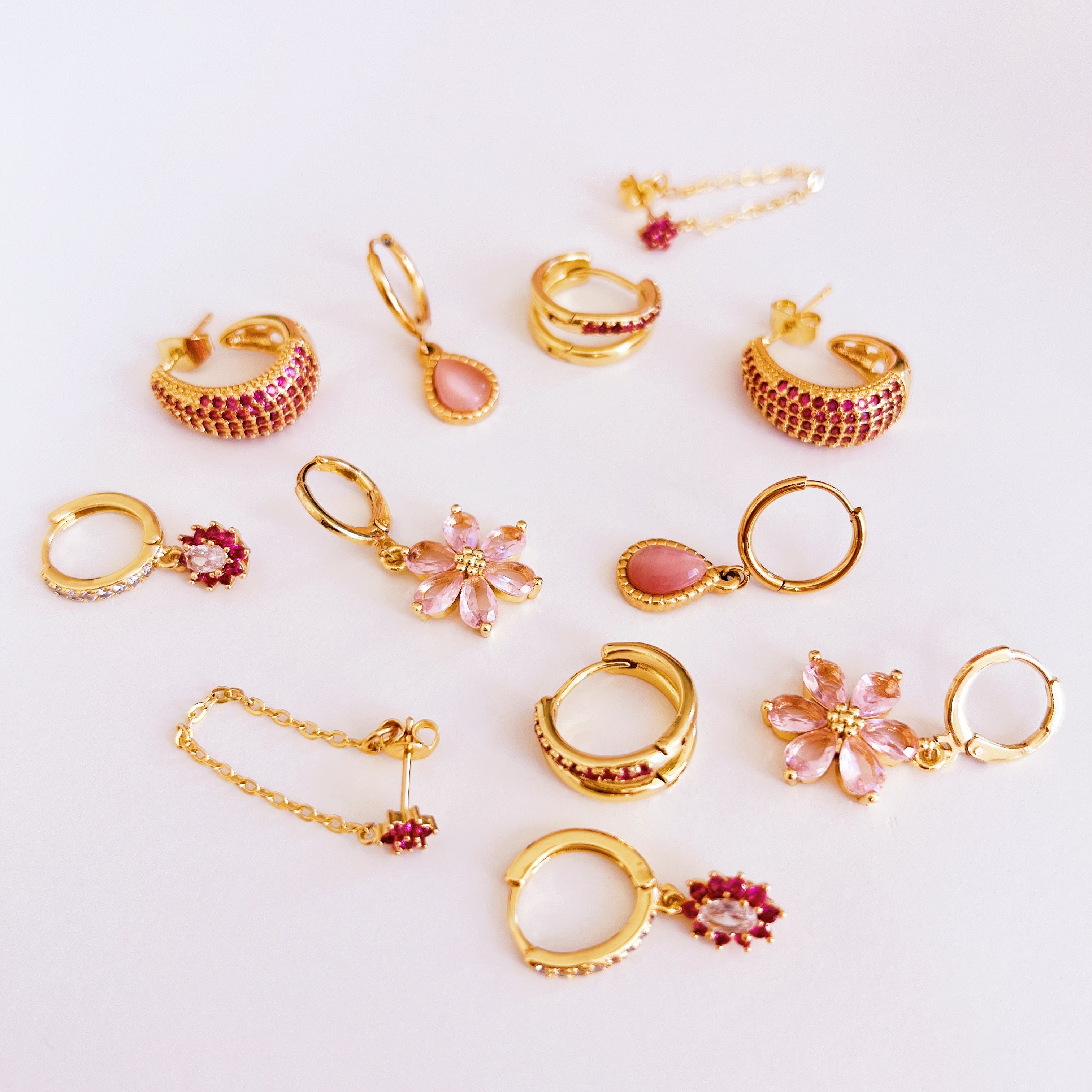 Oorbellen elegant flower roze