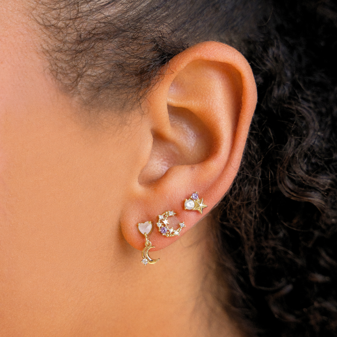 Heart moon studs