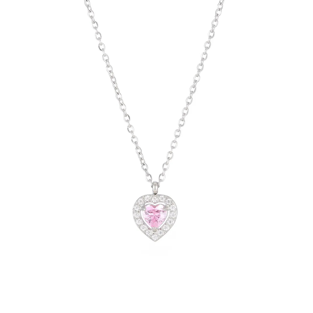 Necklace diamond heart pink