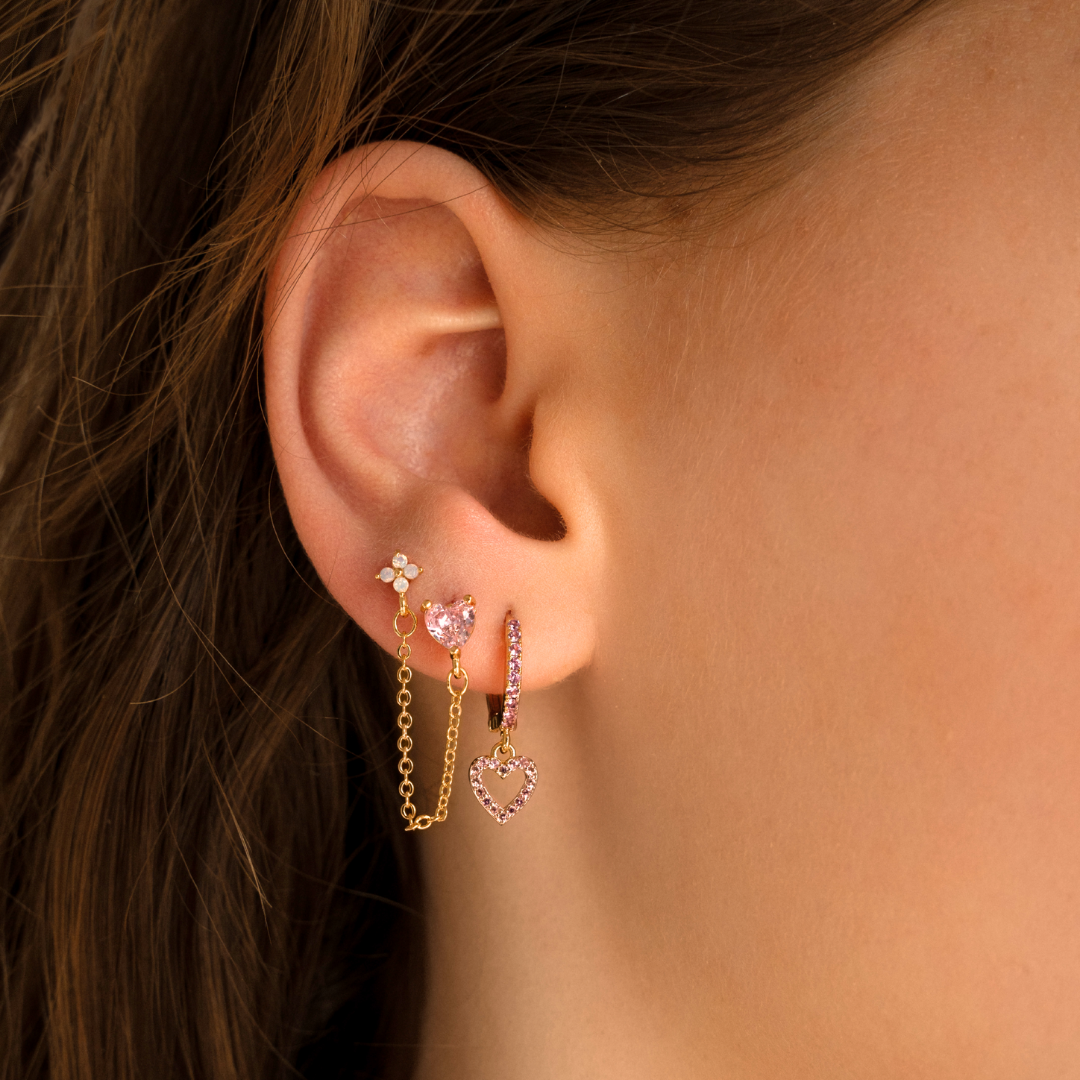 Earrings sweet heart pink