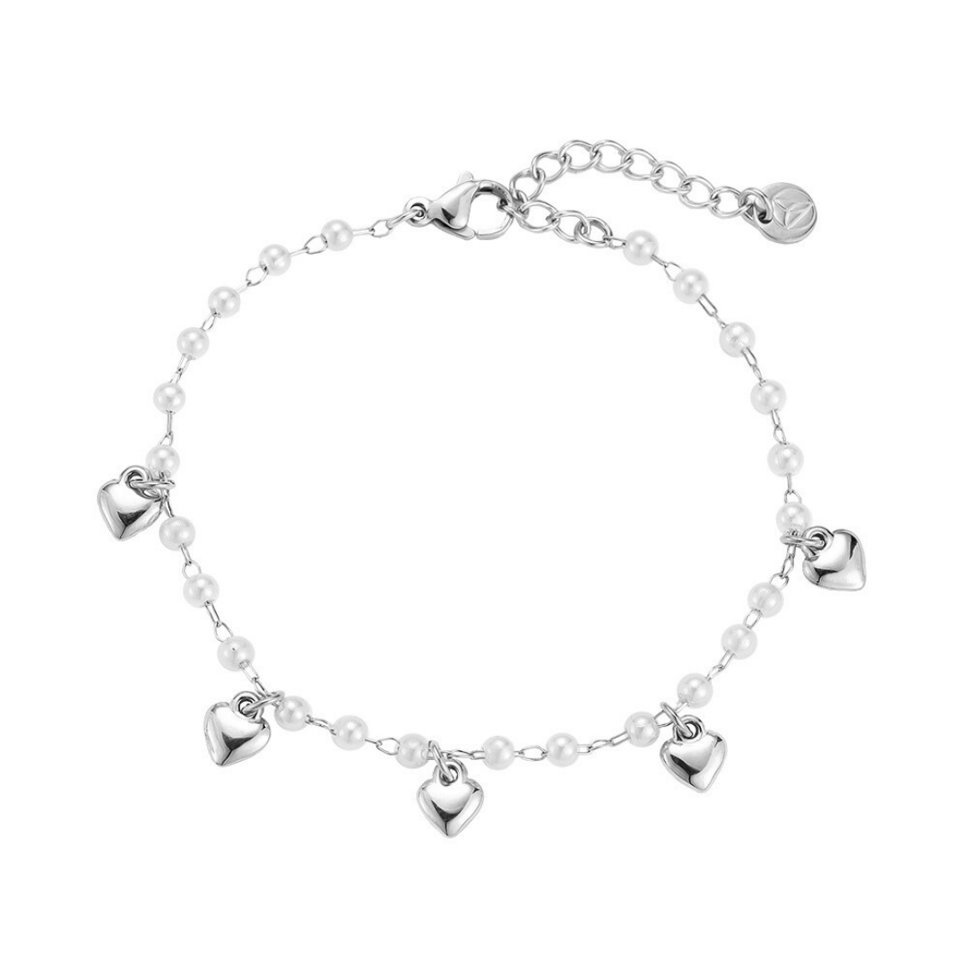 Bracelet pearls & hearts