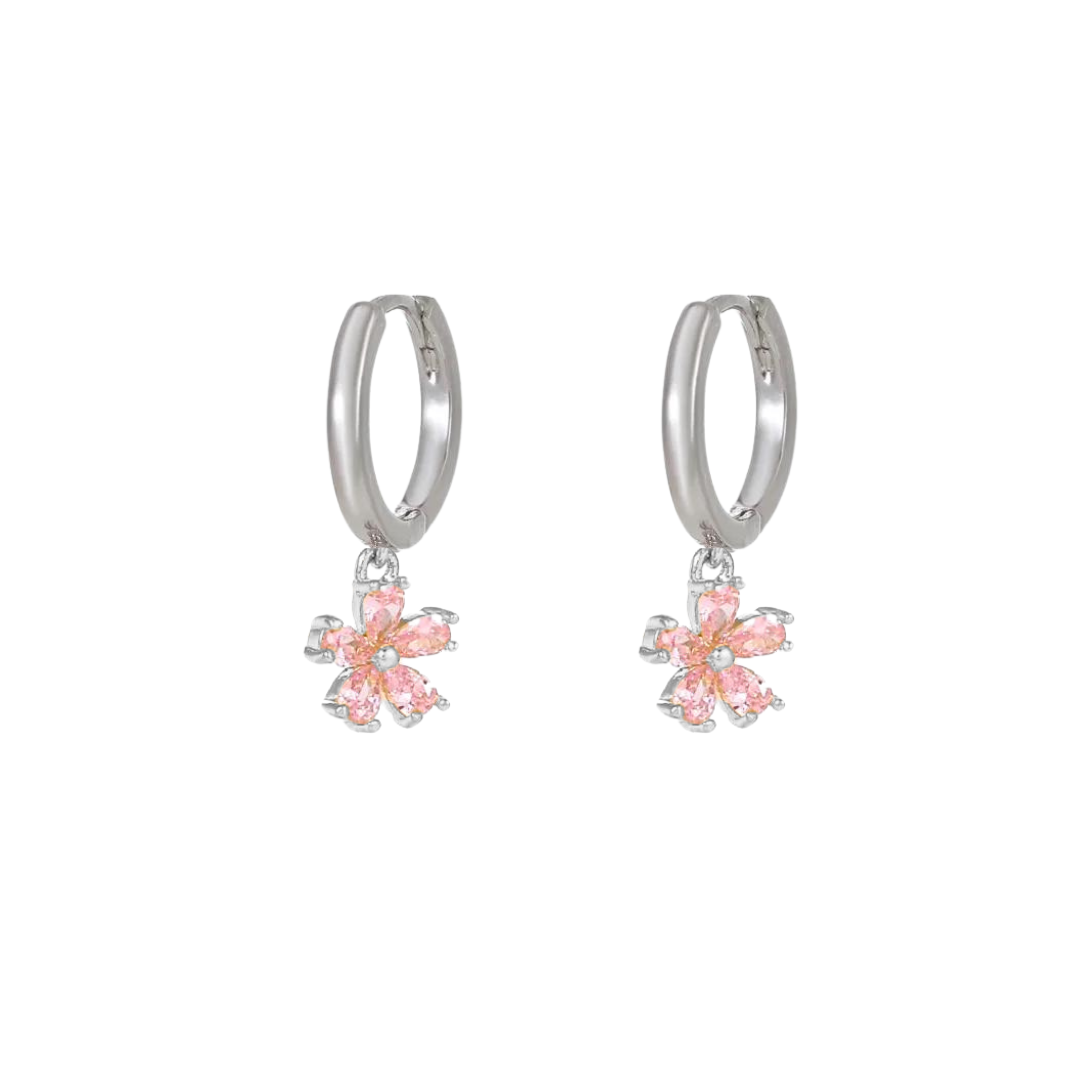 Earrings sparkling flower pink