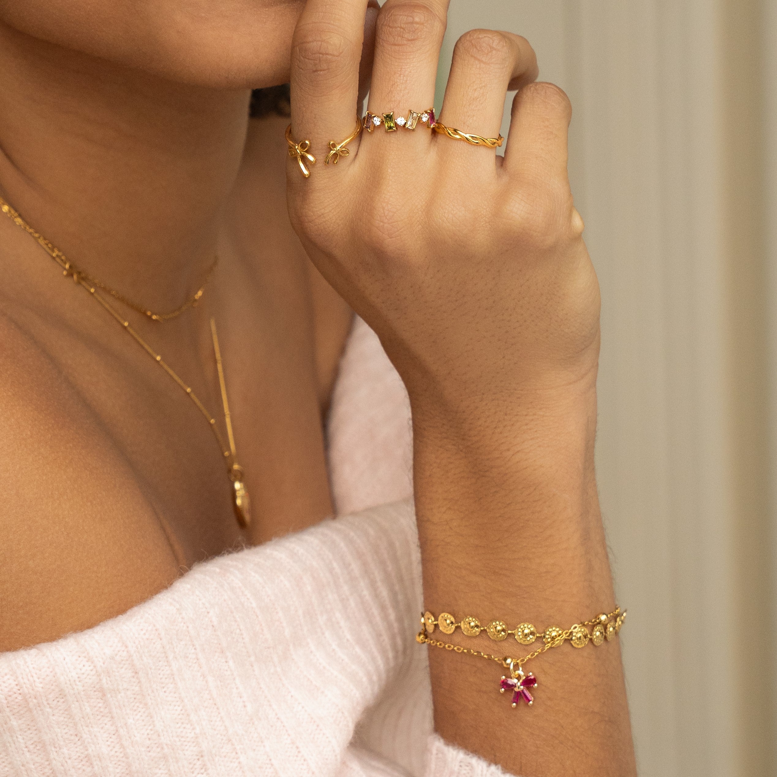 Armband sparkling bow fuchsia