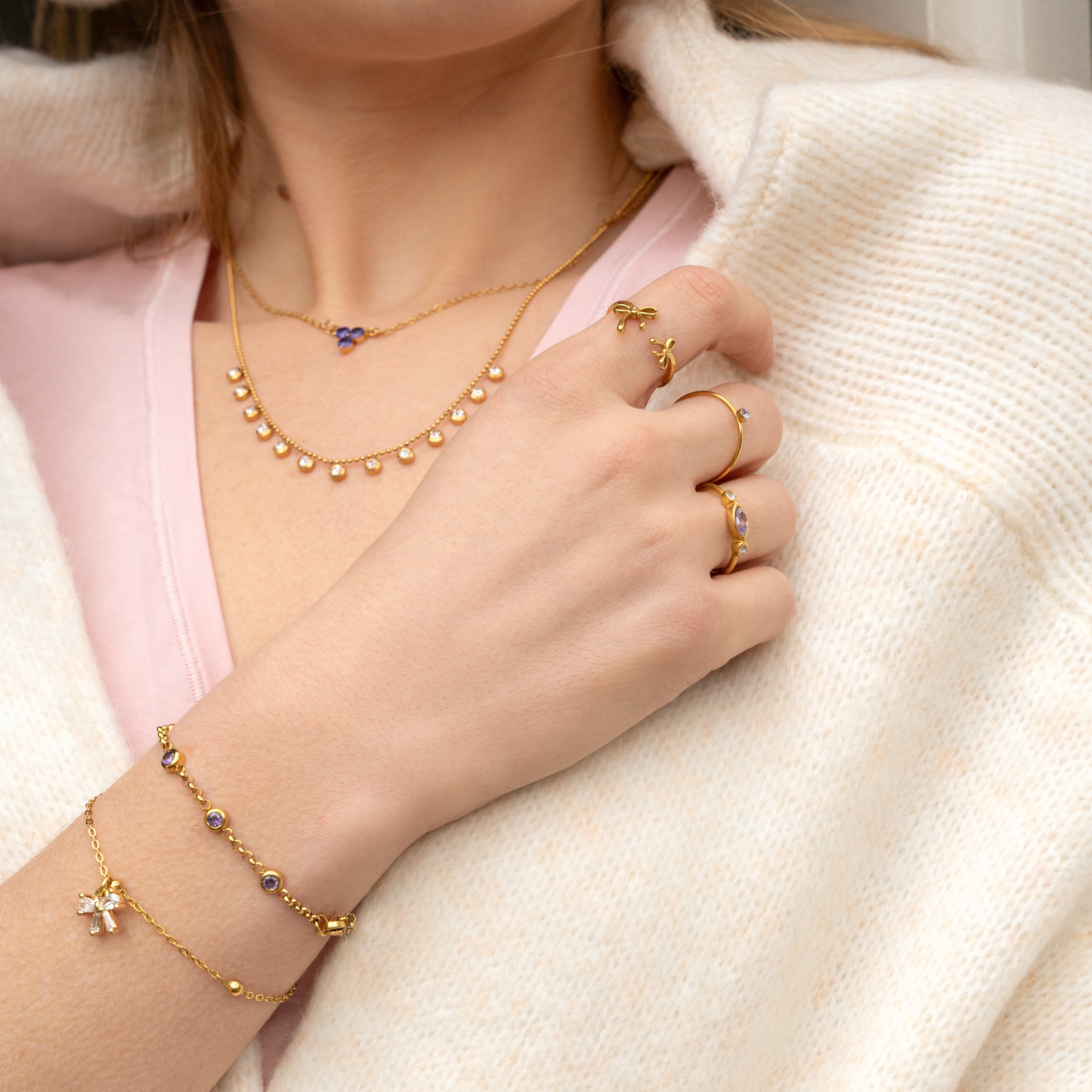 Armband sparkling bow wit