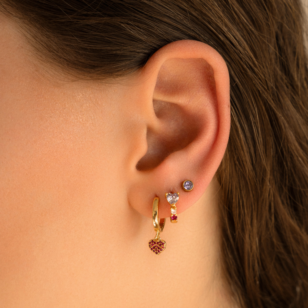 Diamond heart hoops paars