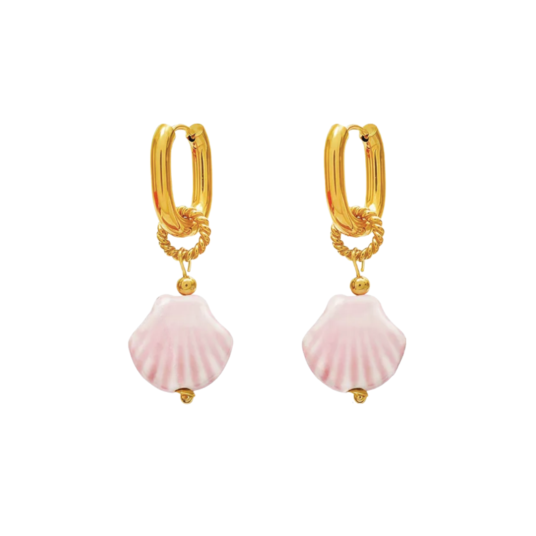 Oorbellen pink shell