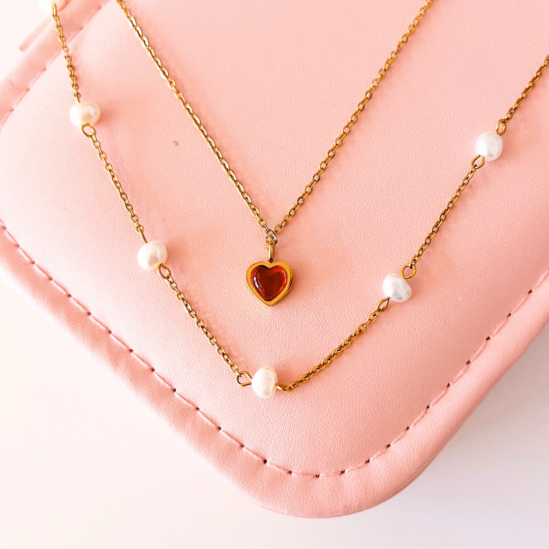 Ketting classic heart rood