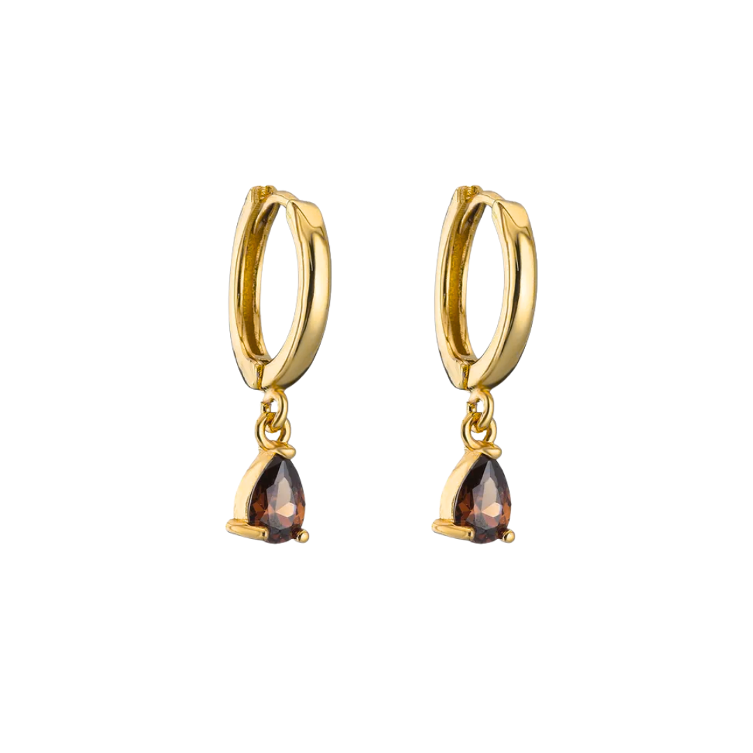 Oorbellen diamond drop bruin