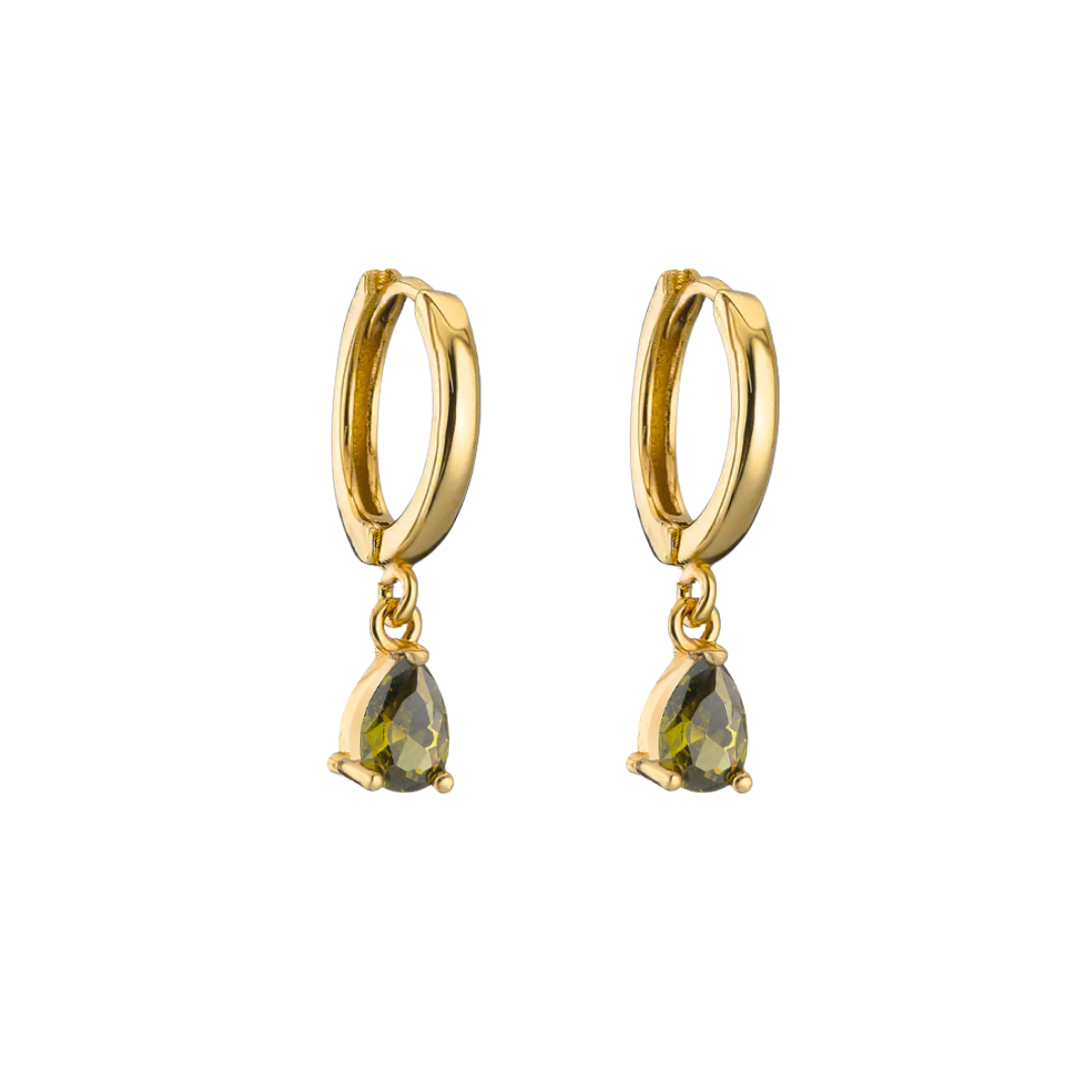 Oorbellen diamond drop olijfgroen