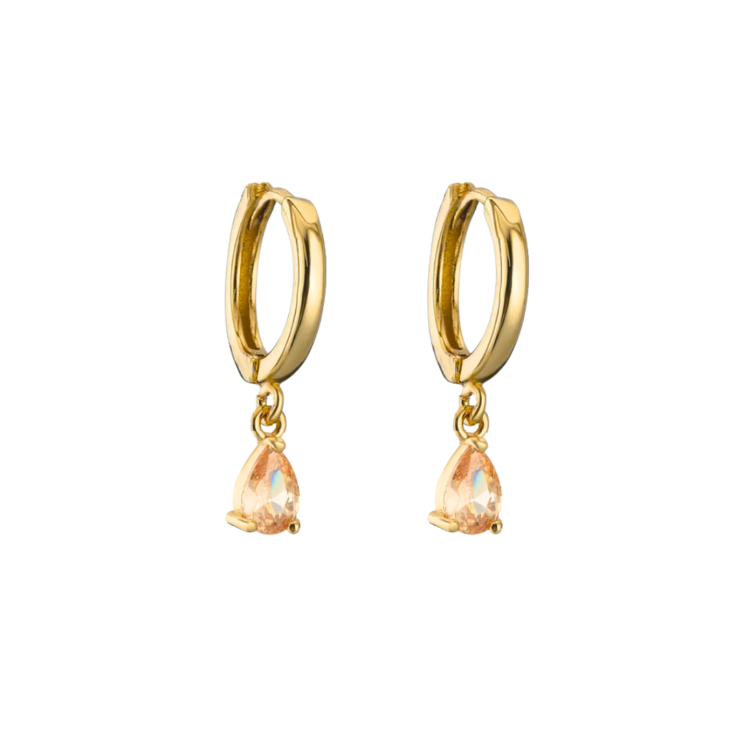 Oorbellen diamond drop champagne