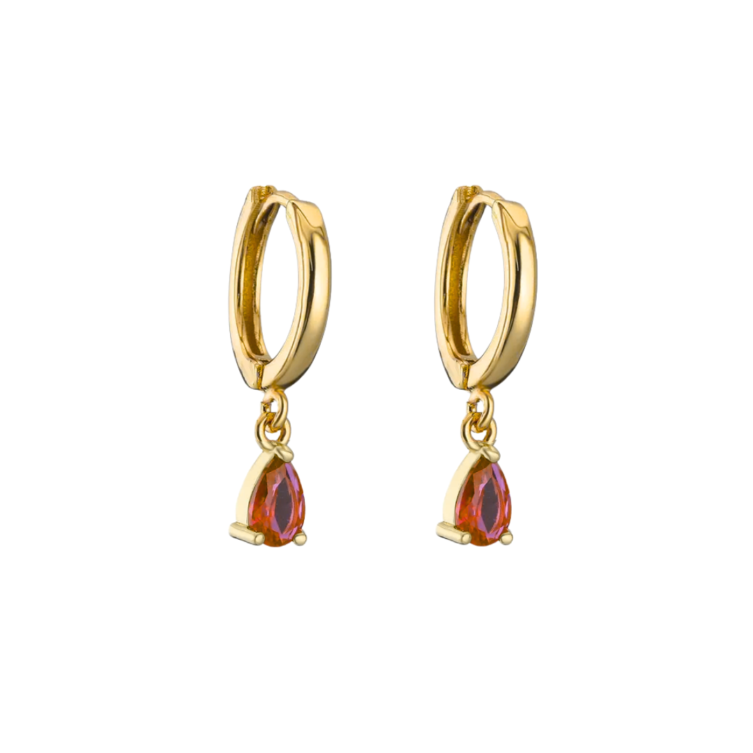 Oorbellen diamond drop rood