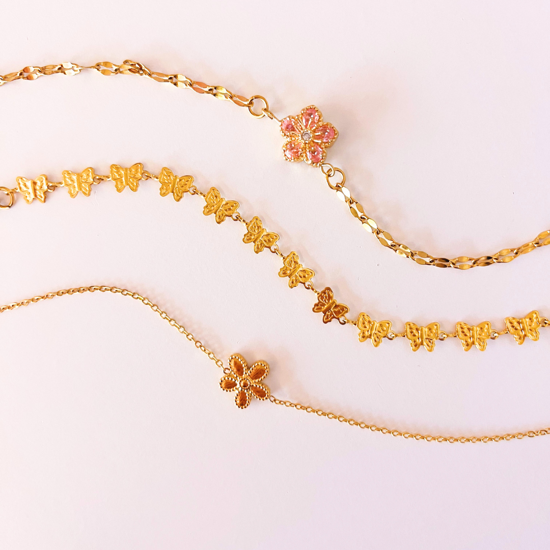 Armband elegant flower roze