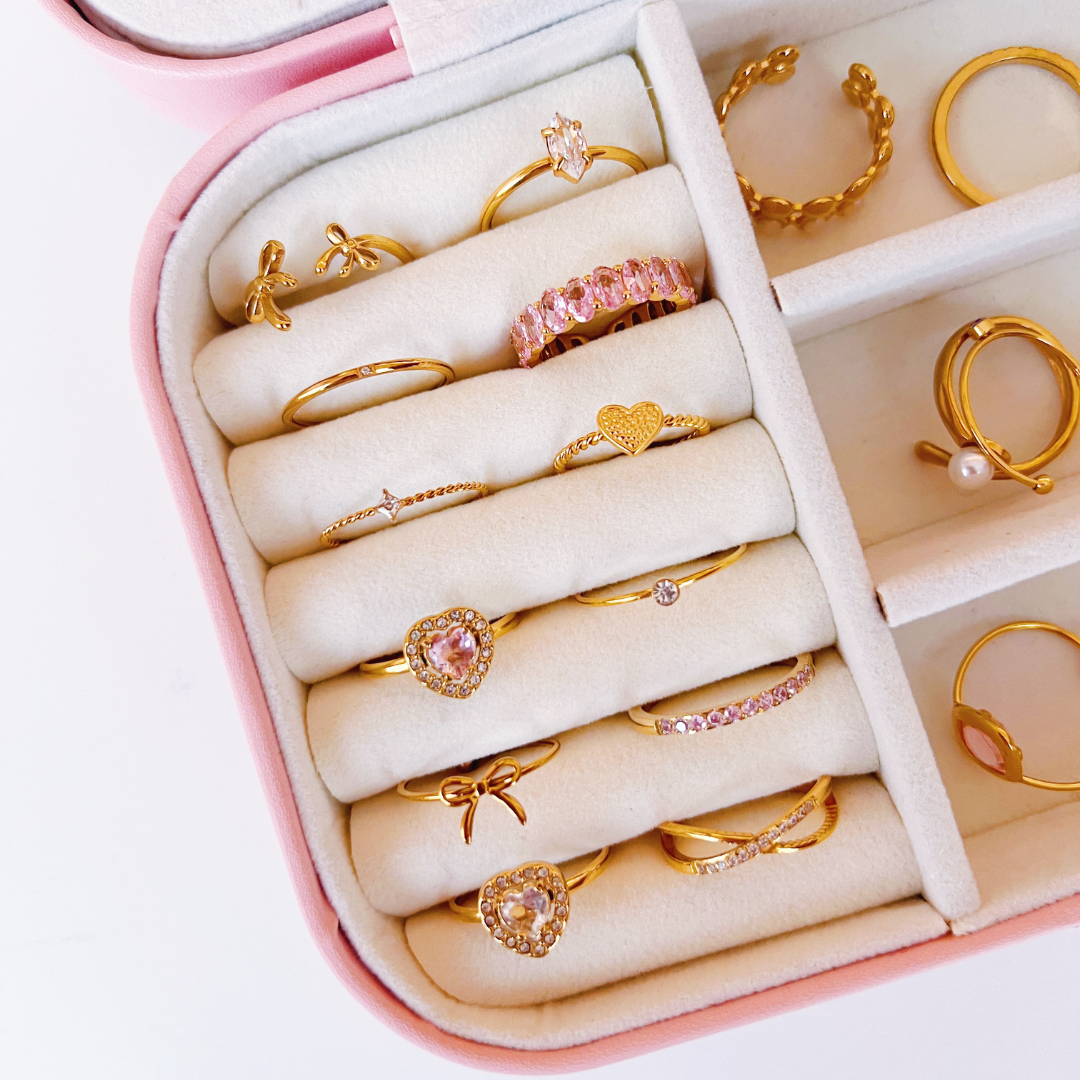 Ring diamond heart roze