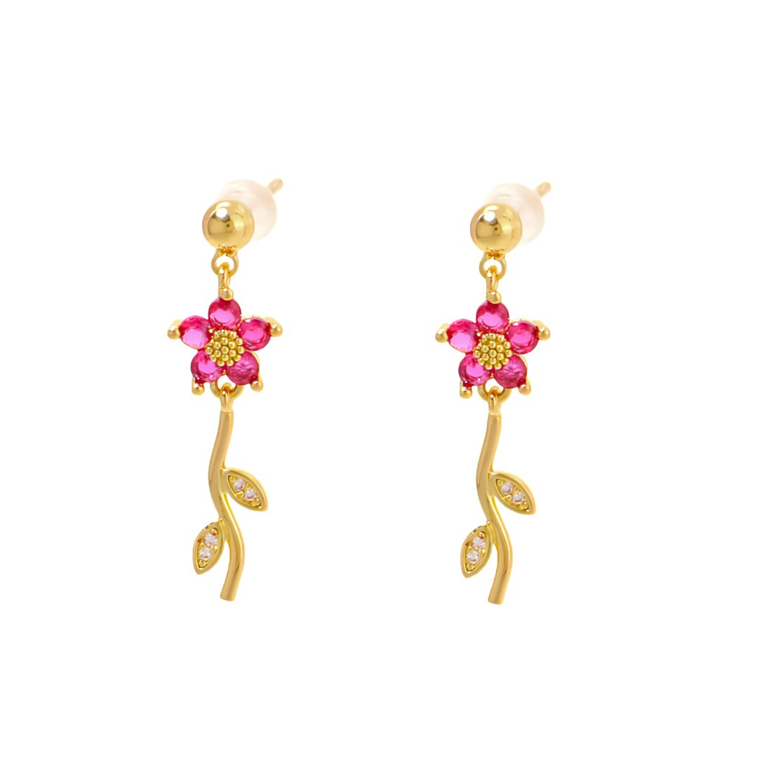 Oorbellen sweet flower fuchsia
