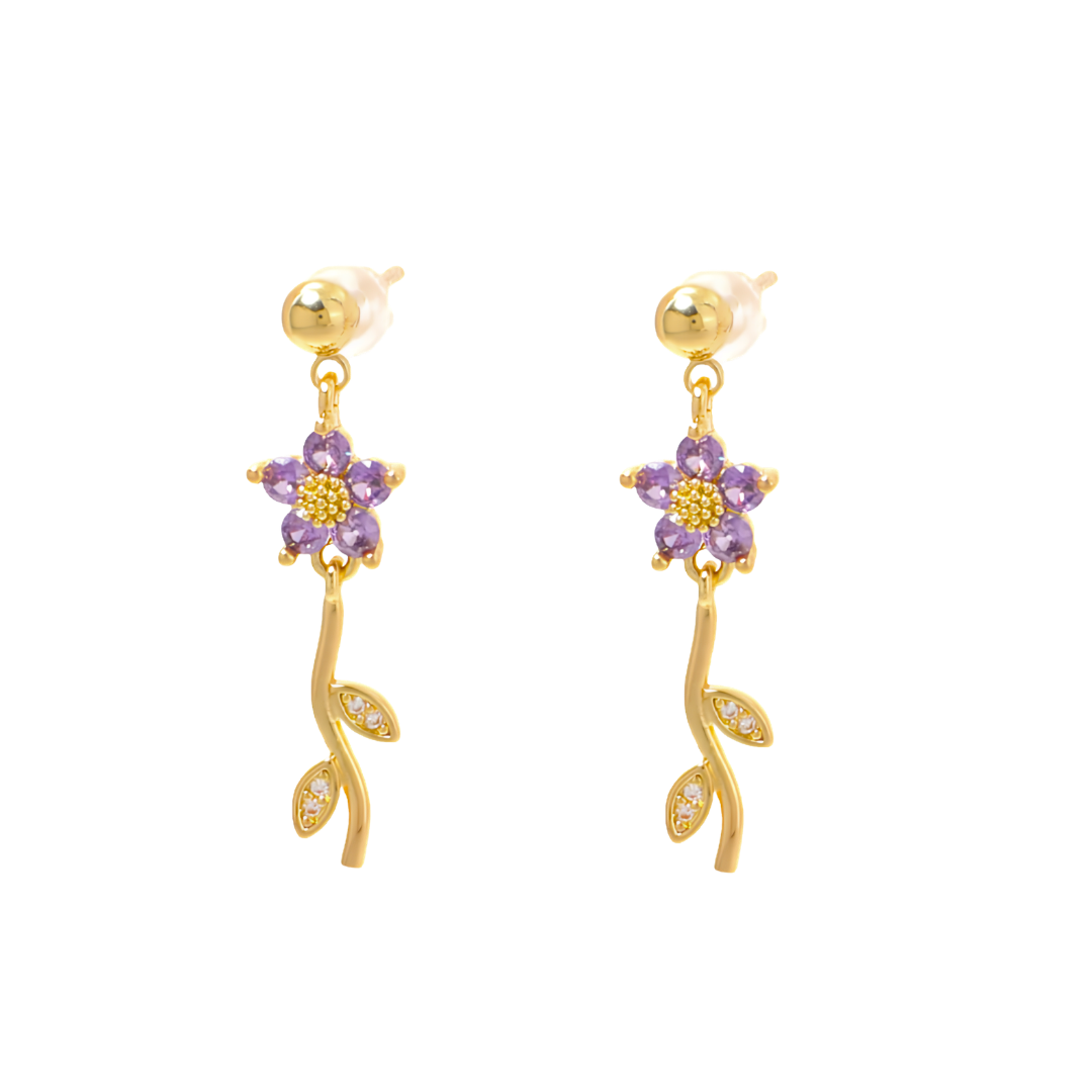 Oorbellen sweet flower paars