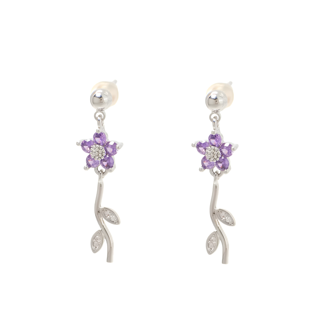 Oorbellen sweet flower paars