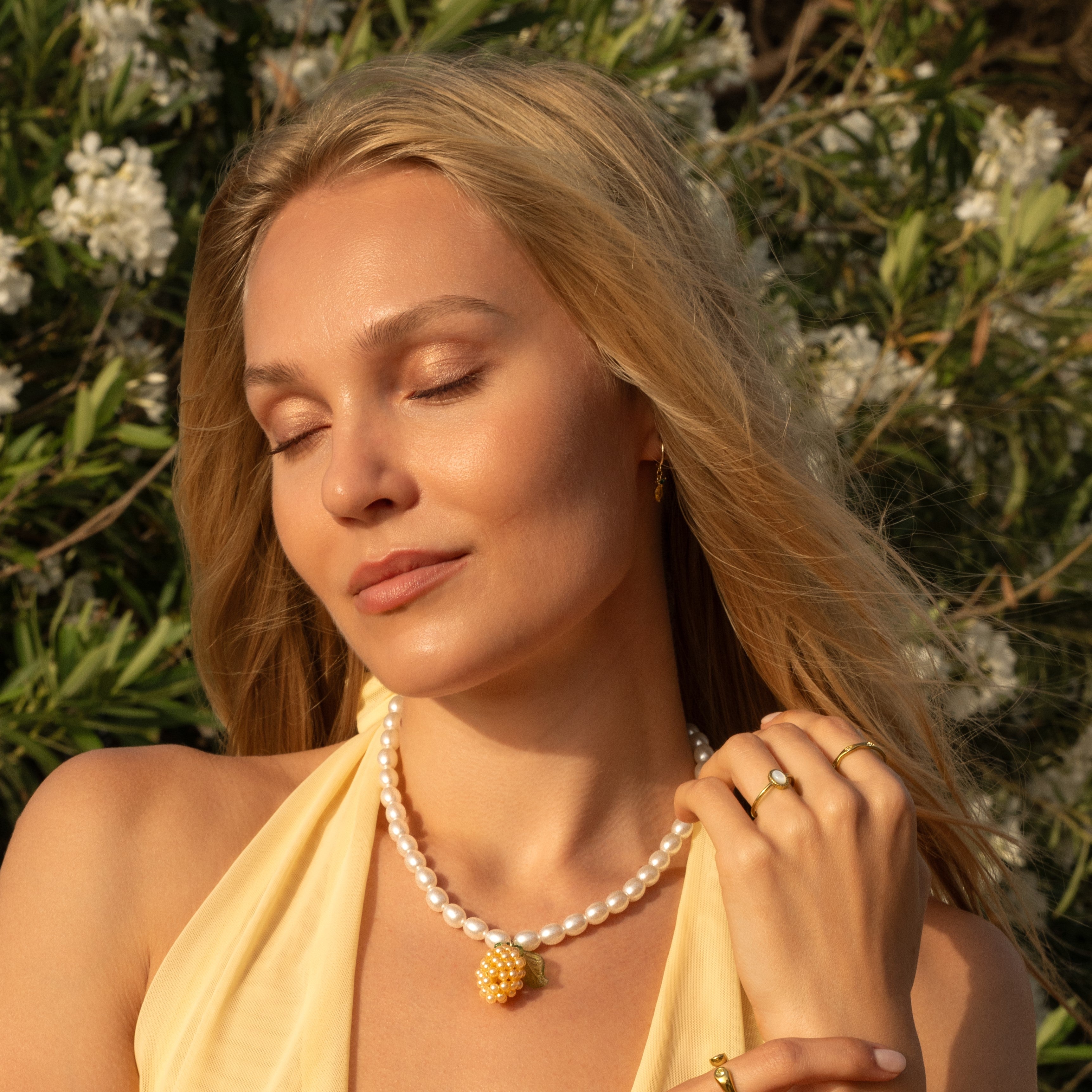 Ketting pearl lemon