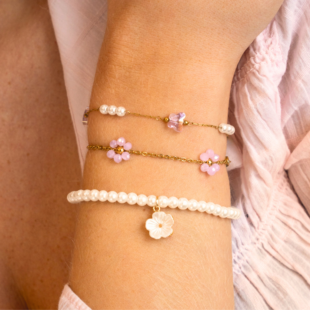 Armband fleurie roze