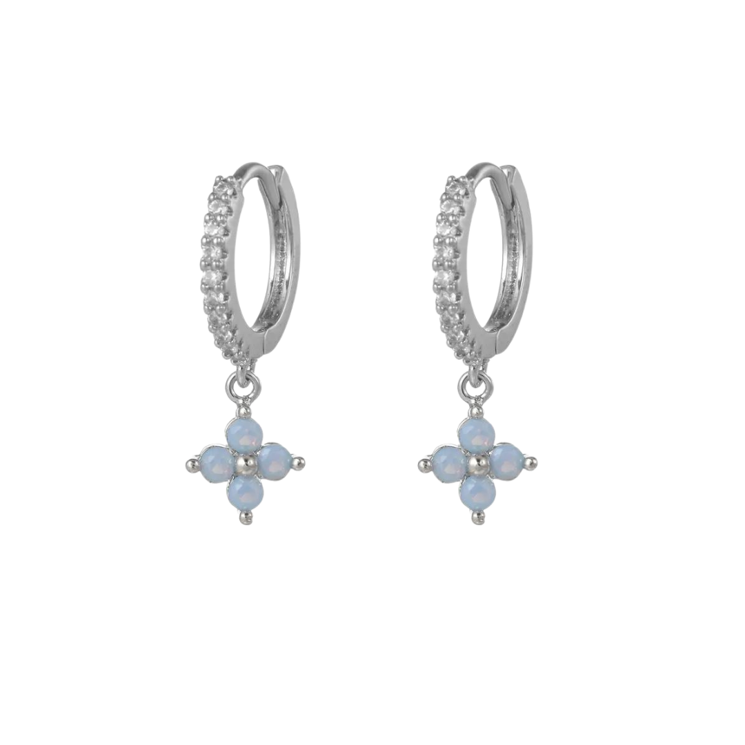 Earrings delicate flower blue