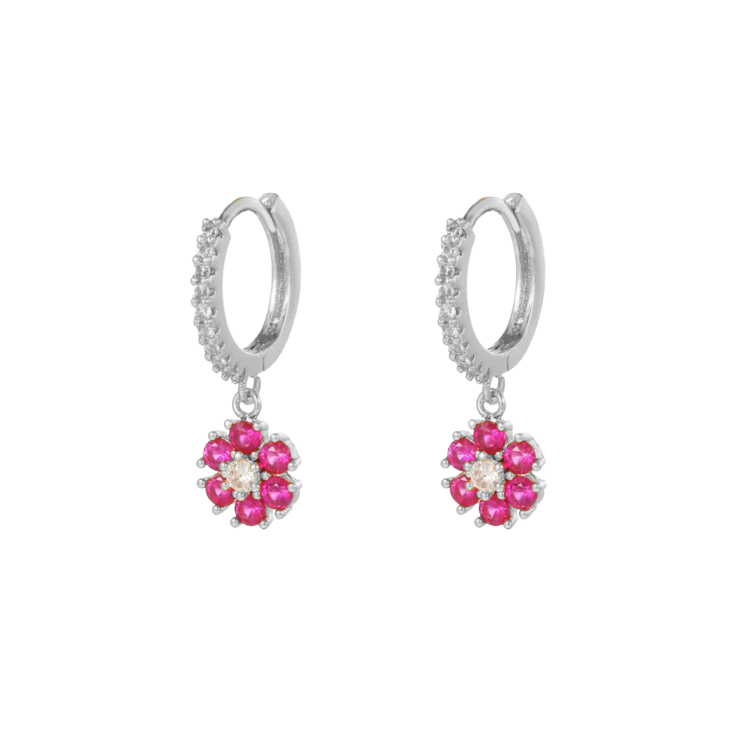 Earrings diamond flower pink