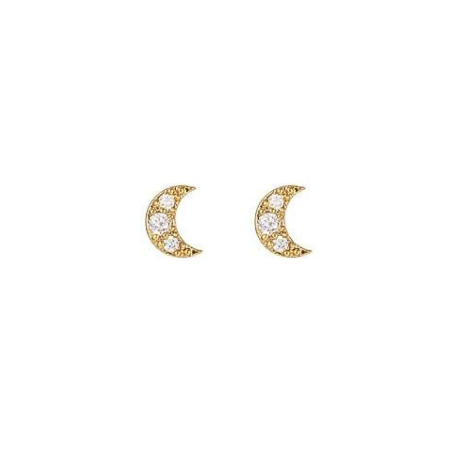 Diamond moon studs small