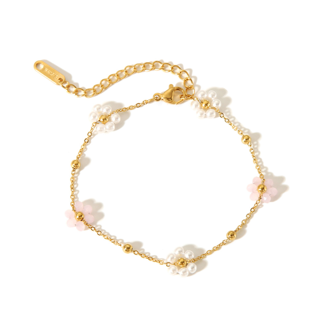Bracelet fleurie white-pink