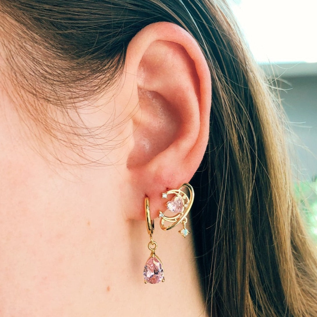 Earrings hanging drops pink