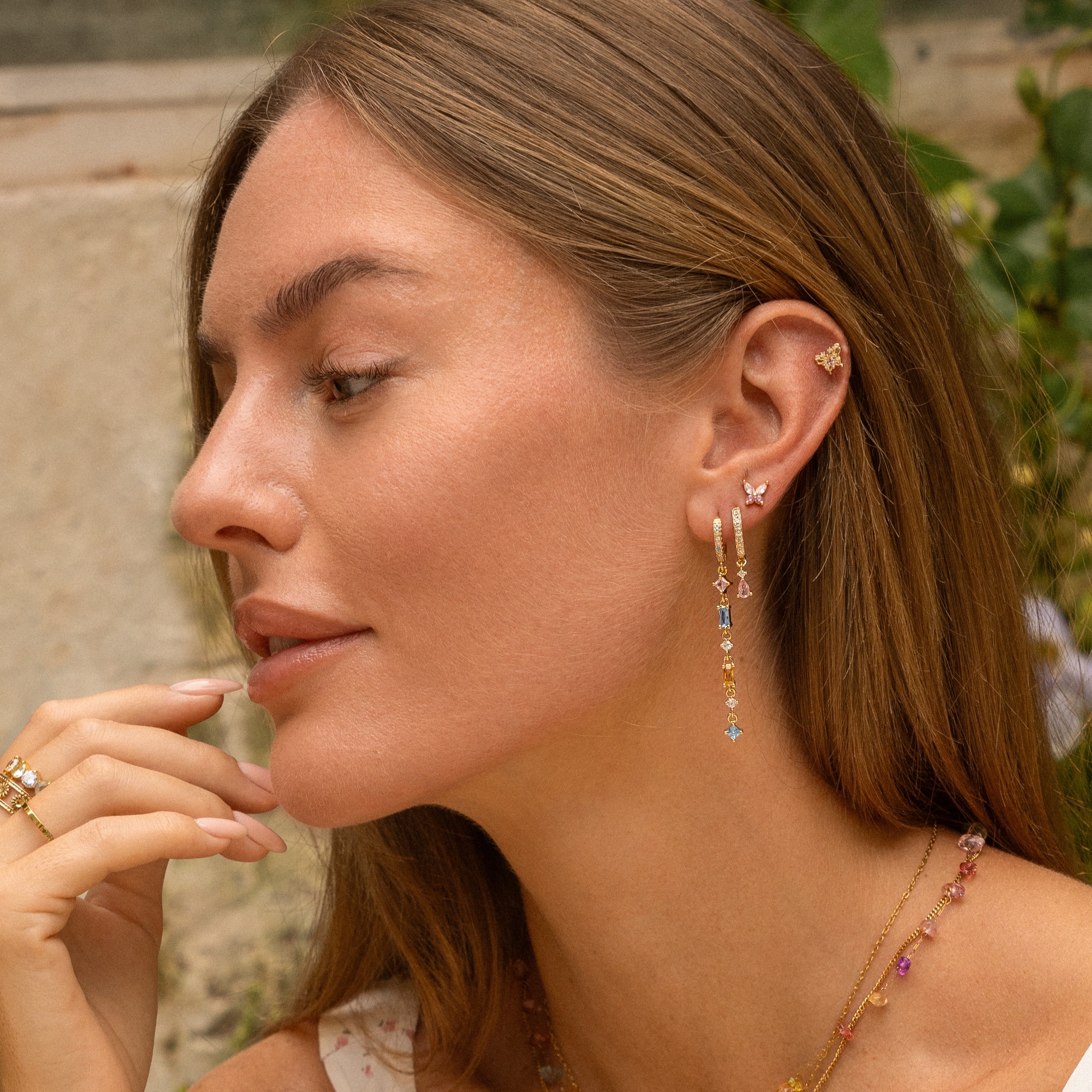Oorbellen opal multicolor