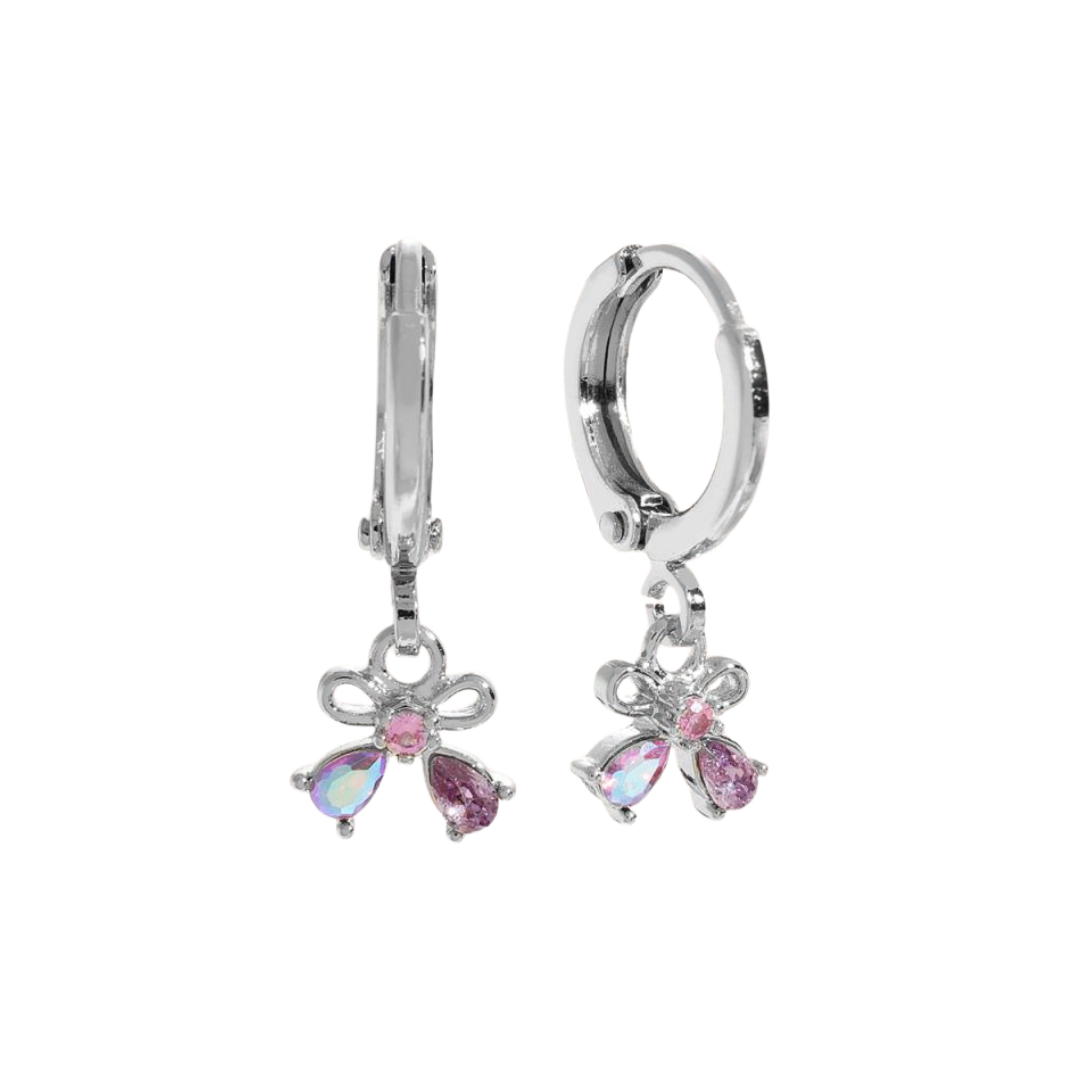 Earrings shining bow purple