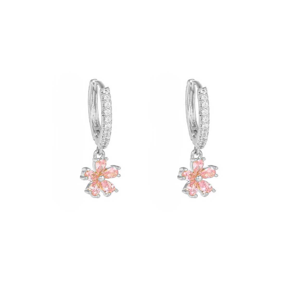 Earrings sparkling flower pink